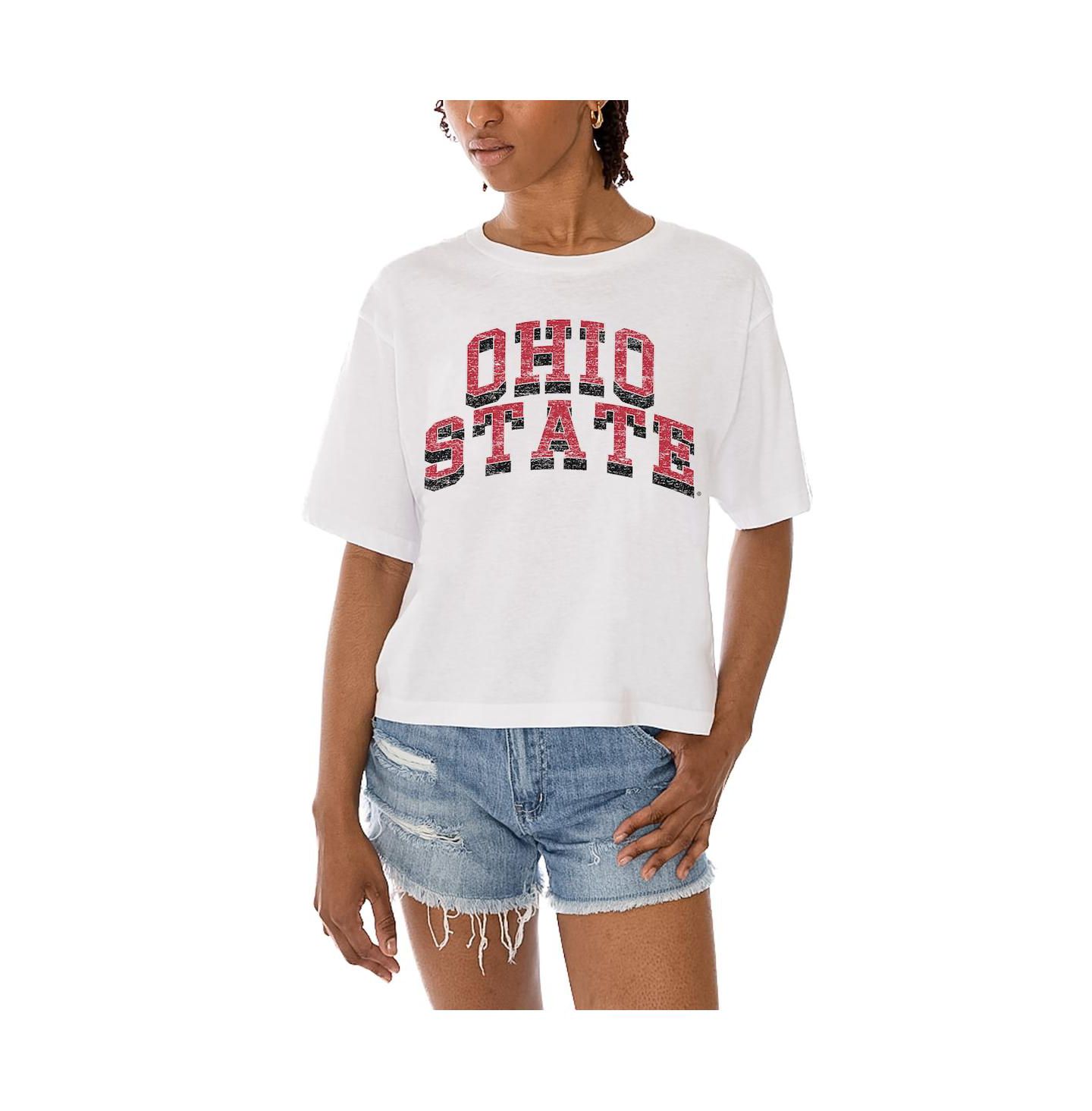 Женская футболка Gameday Couture White Ohio State Buckeyes Claim To Fame Boxy Cropped — фото 4