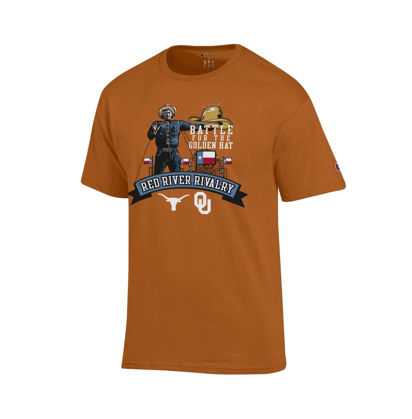 Мужская футболка Champion Texas Orange Texas Longhorns vs. Oklahoma Sooners Red River Rivalry Big Tex Battle For The Golden Hat — фото 3