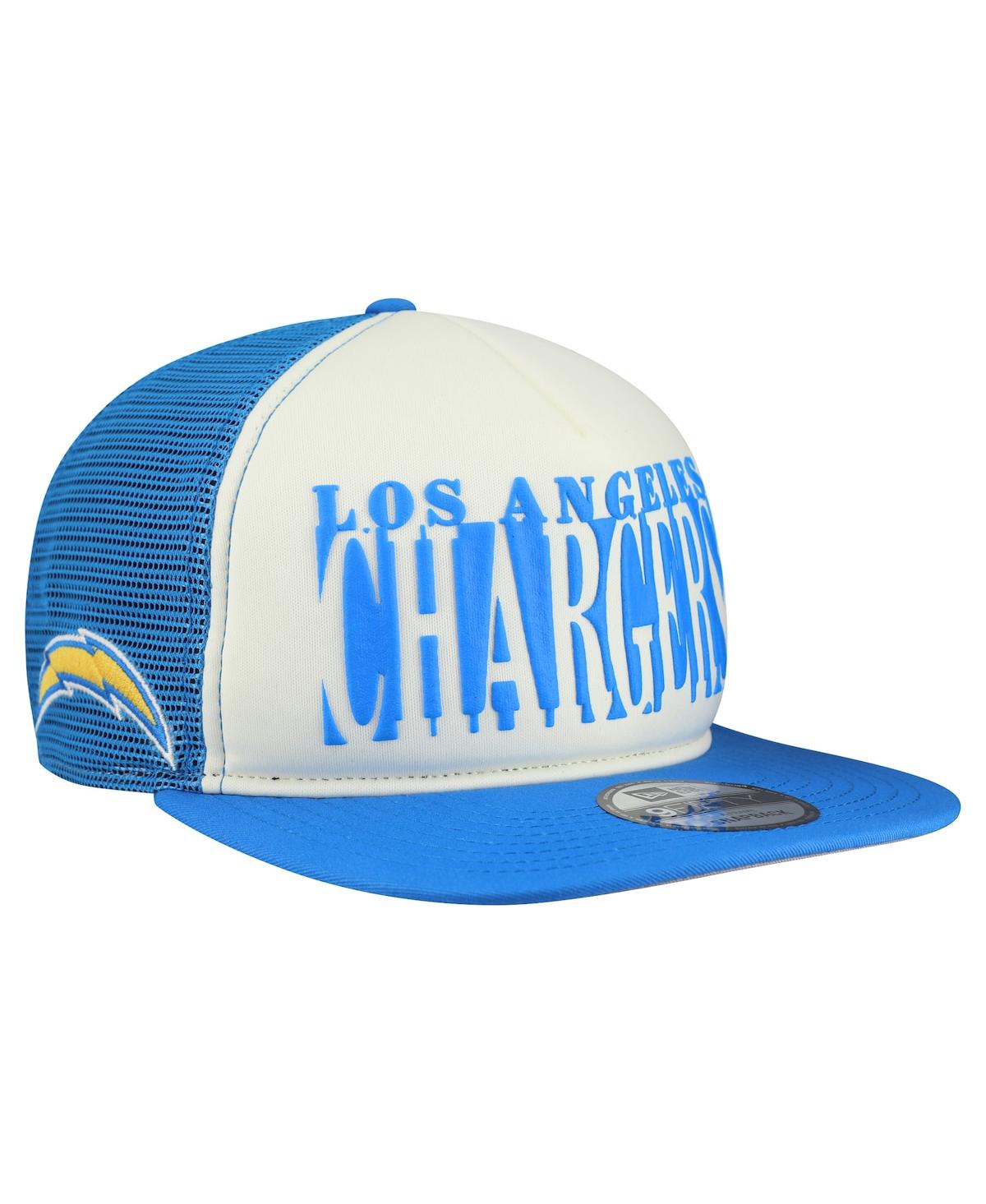 New Era Men's Cream/Powder Blue Los Angeles Chargers Cutout A-Frame 9FIFTY Snapback Hat