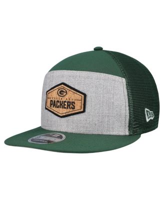 New Era - Men's Gray/Green Green Bay Packers Cork Split Panel 9FIFTY Trucker Snapback Hat