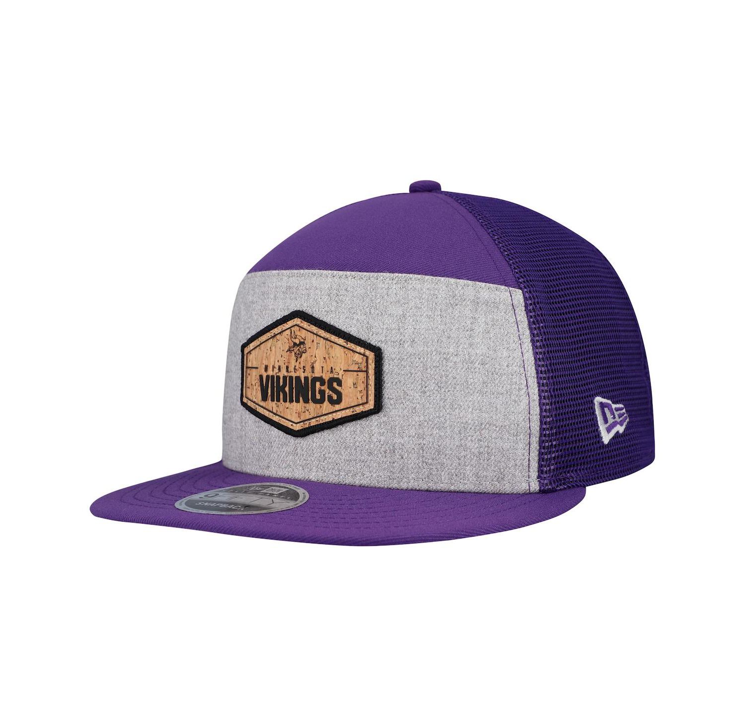 Men's Gray/Purple Minnesota Vikings Cork Split Panel 9FIFTY Trucker Snapback Hat