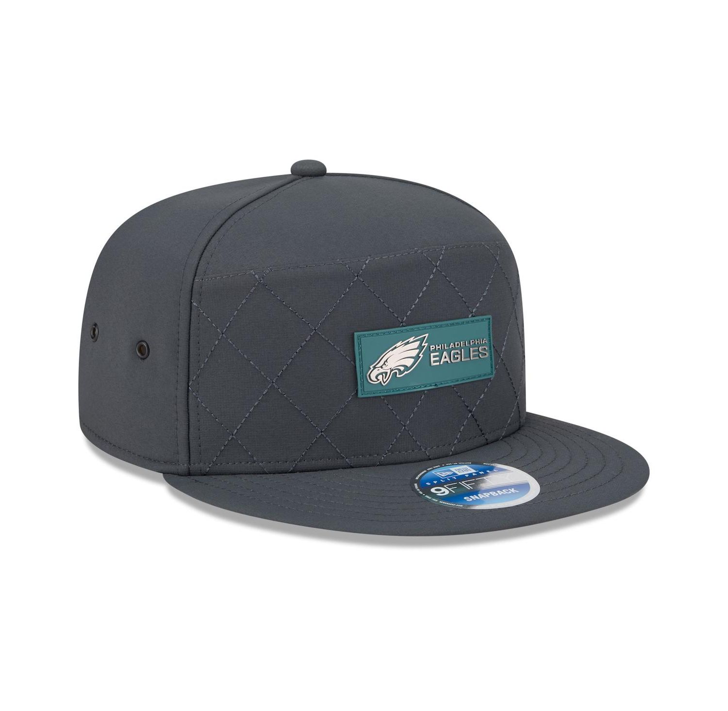 Men's Charcoal Philadelphia Eagles 2025 Sideline Cold Weather Split Panel 9FIFTY Snapback Hat