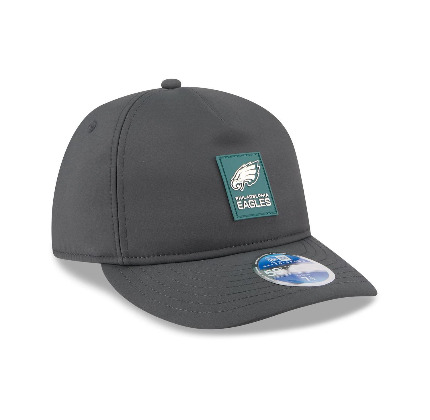 Men's Charcoal Philadelphia Eagles 2025 Sideline Cold Weather Retro Crown 59FIFTY Fitted Hat