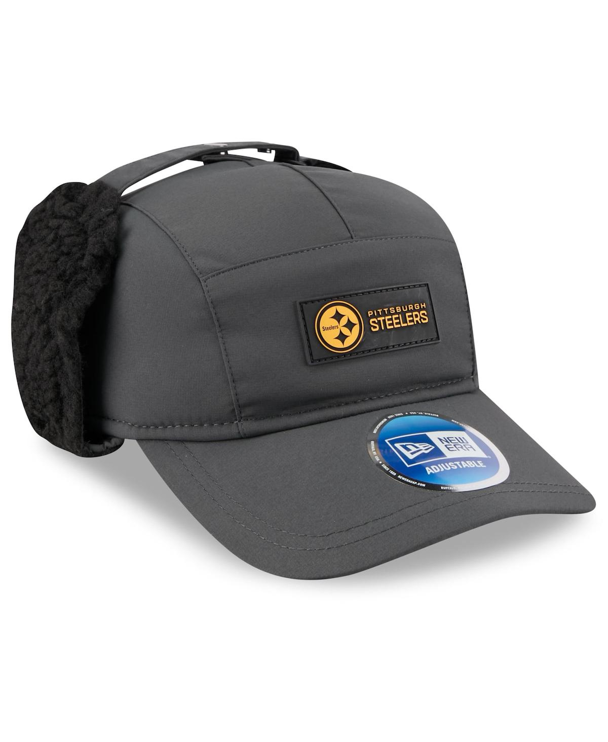 New Era Men's Charcoal Pittsburgh Steelers 2025 Sideline Cold Weather Runner Dog Ear Adjustable Hat