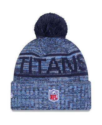 Men's Light Blue Tennessee Titans 2025 Sideline Cold Weather Cuffed Pom with Knit Hat