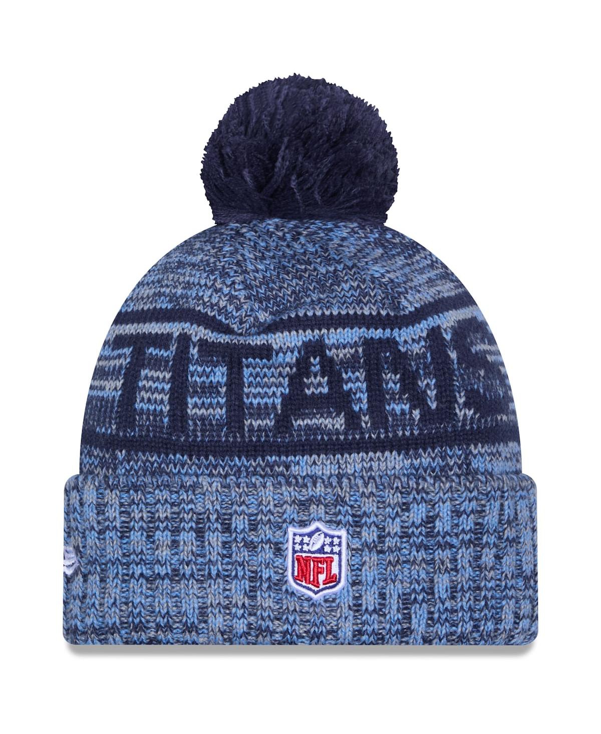 New Era Men's Light Blue Tennessee Titans 2025 Sideline Cold Weather Cuffed Pom with Knit Hat