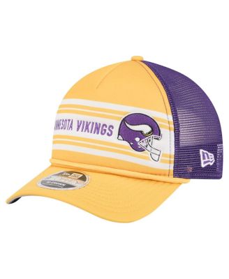 New Era - Men's Gold Minnesota Vikings Linear A-Frame 9FORTY Adjustable Hat