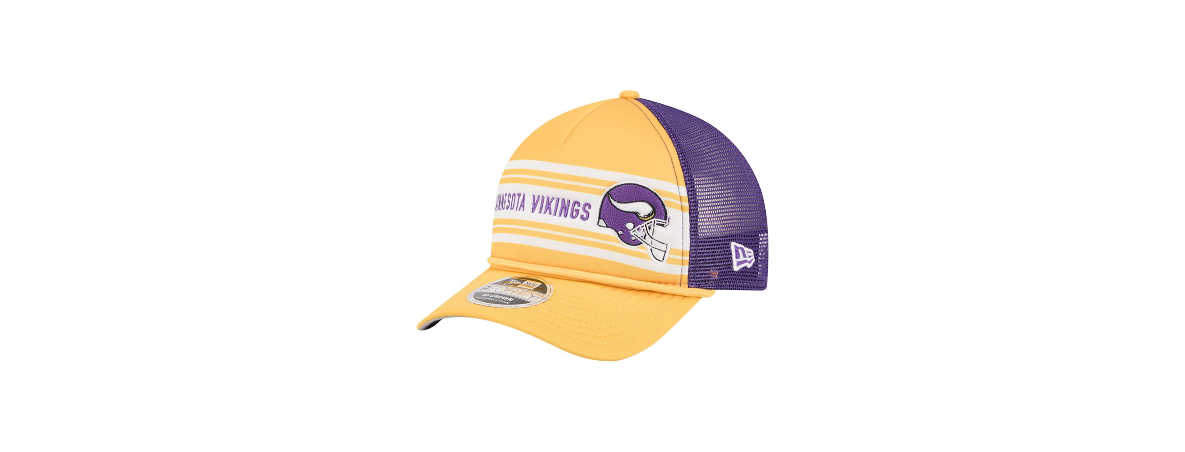 New Era Men's Gold Minnesota Vikings Linear A-Frame 9FORTY Adjustable Hat