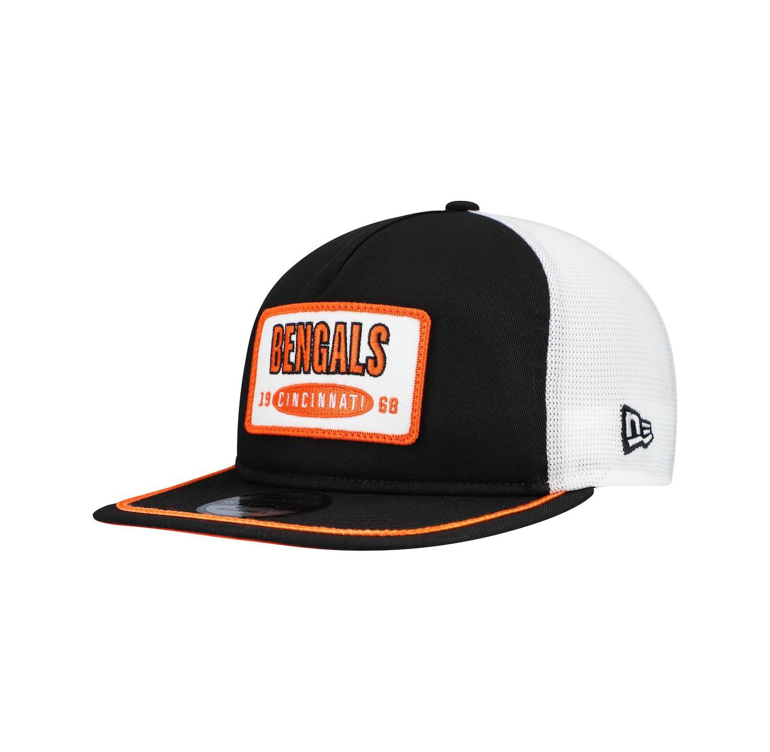 Men's Black/White Cincinnati Bengals Patch 19TWENTY Adjustable Hat