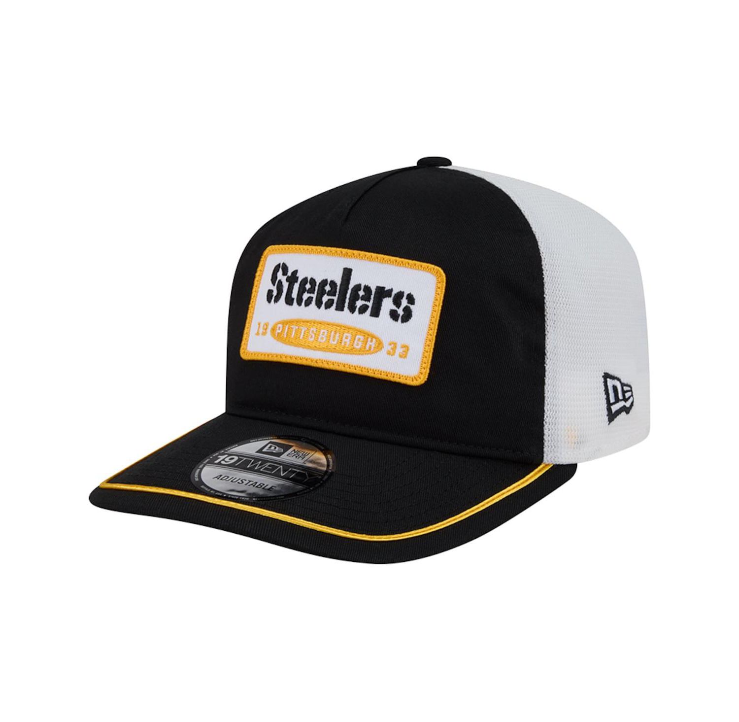 Men's Black/White Pittsburgh Steelers Patch 19TWENTY Adjustable Hat