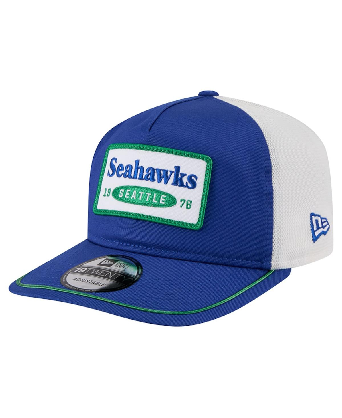 New Era Men's Royal/White Seattle Seahawks Patch 19TWENTY Adjustable Hat