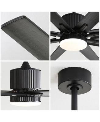 76-inch Modern and Simple Black 8-Blade Ceiling Fans with Remote Control and Lighting Kit