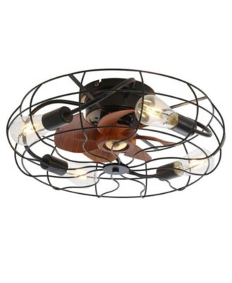 20 Inch 3 Blade Caged Ceiling Fan with Light, Remote Control, 6 Speed Adjustable and Timer Function