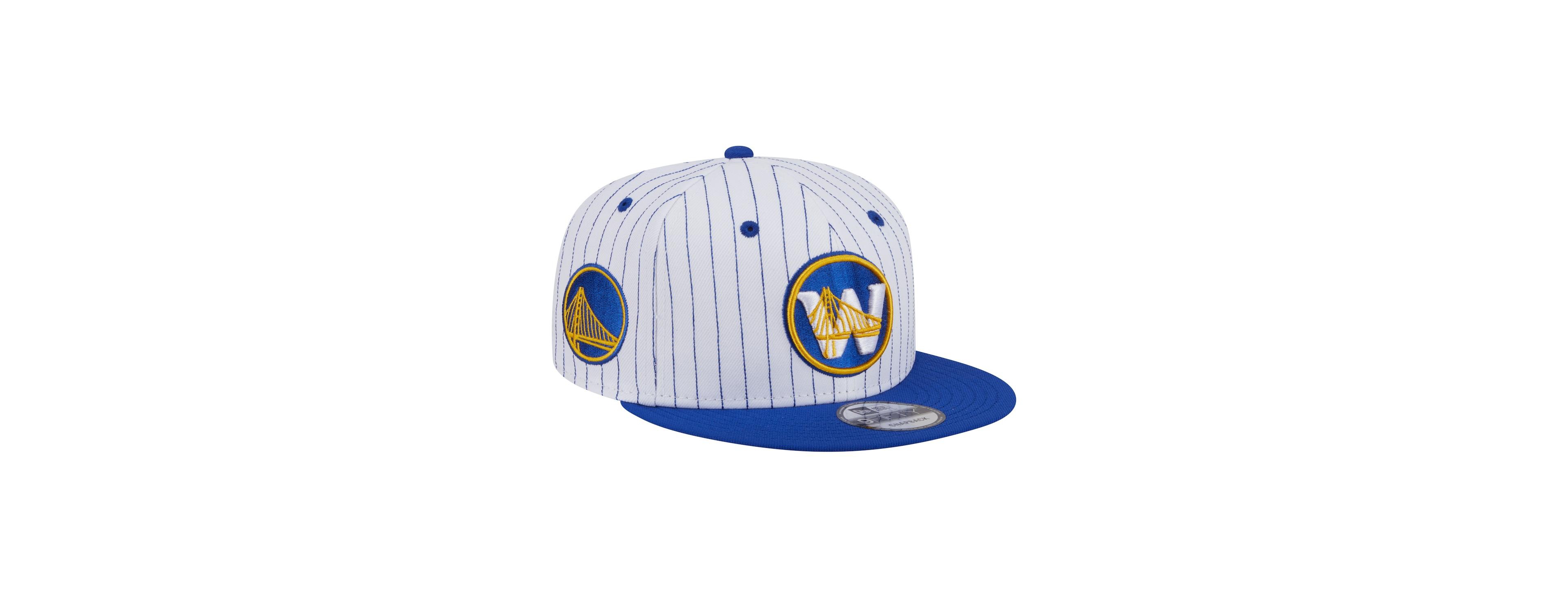 New Era Men's White Golden State Warriors Deceptor Pinstripe 9FIFTY Snapback Hat