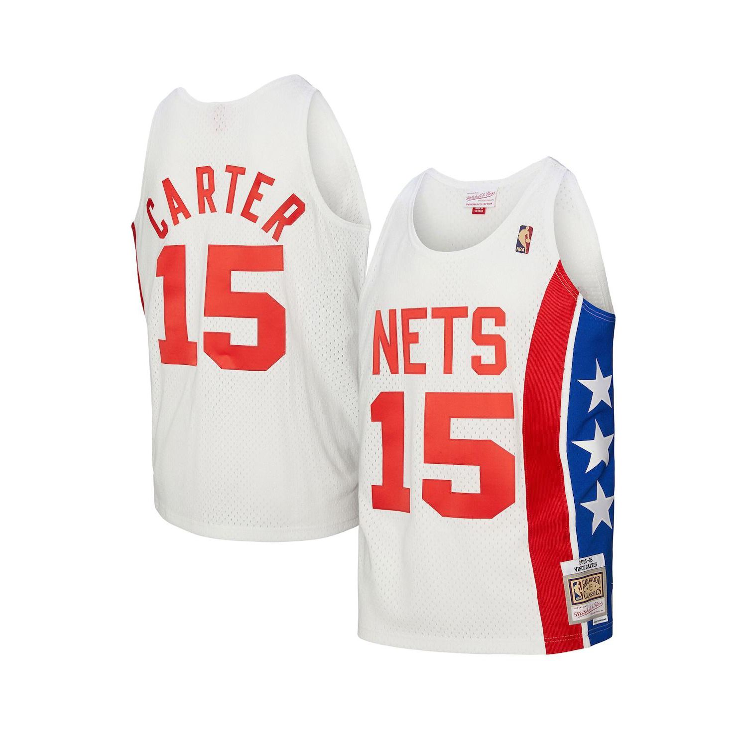 Men's Vince Carter White New Jersey Nets 2005/06 Hardwood Classics Swingman Jersey