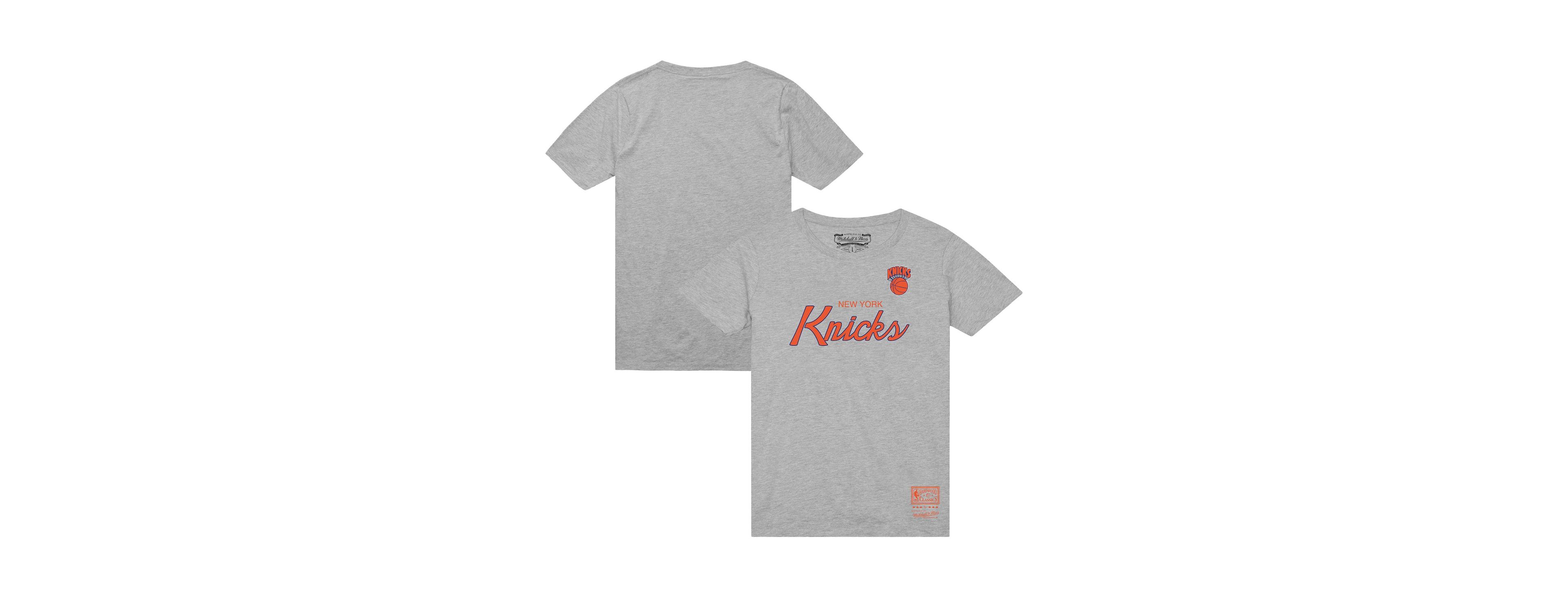 Mitchell & Ness Men's Heather Gray New York Knicks Big Tall Hardwood Classics Vintage Wordmark T-Shirt