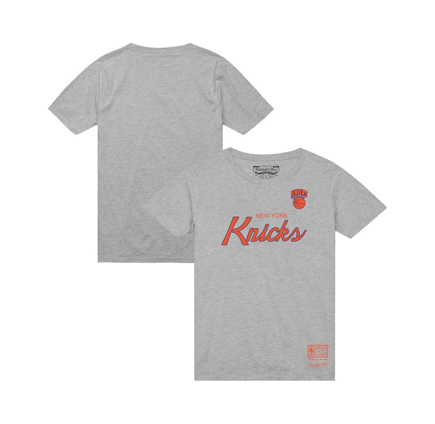Men's Heather Gray New York Knicks Big & Tall Hardwood Classics Vintage Wordmark T-Shirt