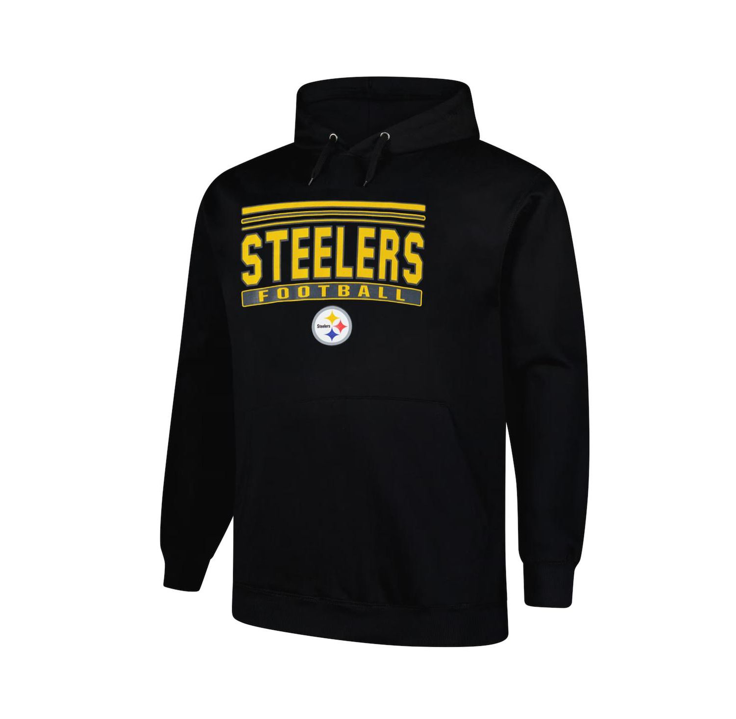 Men's Black Pittsburgh Steelers Big & Tall Pop Pullover Hoodie