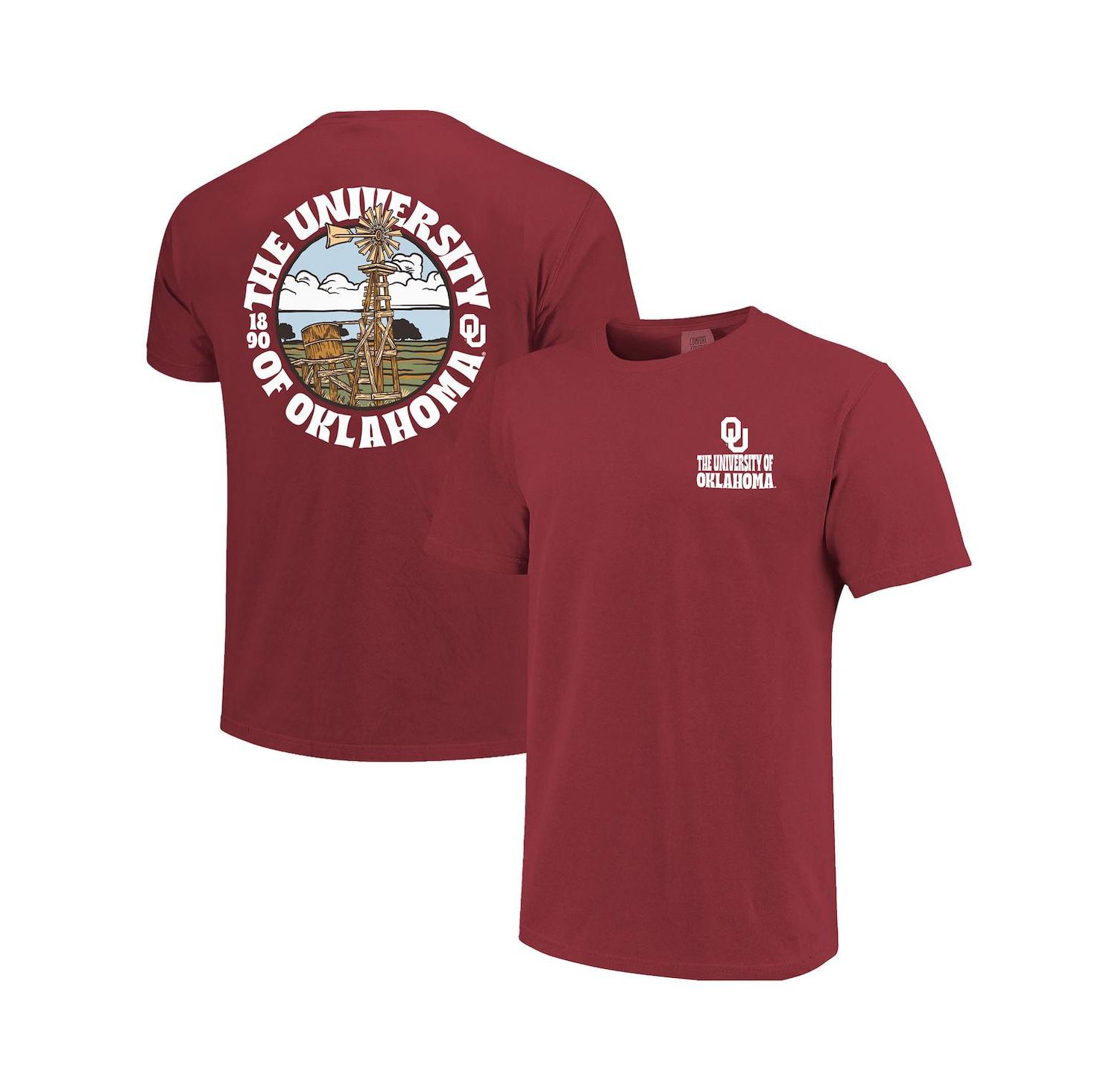 Men's Crimson Oklahoma Sooners Comfort Colors Thick Lined Landscape T-Shirt