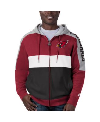 Men's Cardinal/Black Arizona Cardinals Playoffs Color Block Full-Zip Hoodie