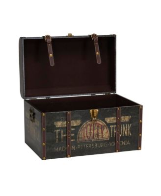 Large Decorative Trunk, Vintage Decoupage, Green and Black