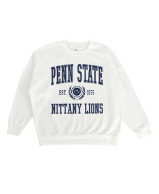 Women's White Penn State Nittany Lions Premium Fleece Drop Shoulder Oversized Pullover Sweatshirt