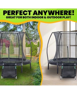 7ft Round Trampoline with Enclosure and Ramp – Perfect for Indoor and Outdoor Fun!