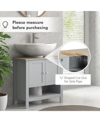 7.75" W MDF Adjustable Shelf and Open Bottom Shelf Bathroom Storage Cabinet Under Sink Cabinet Bathroom Vanity Cabinet