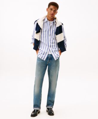 Men's Twill Linen-Blend Striped Relaxed Fit Shirt