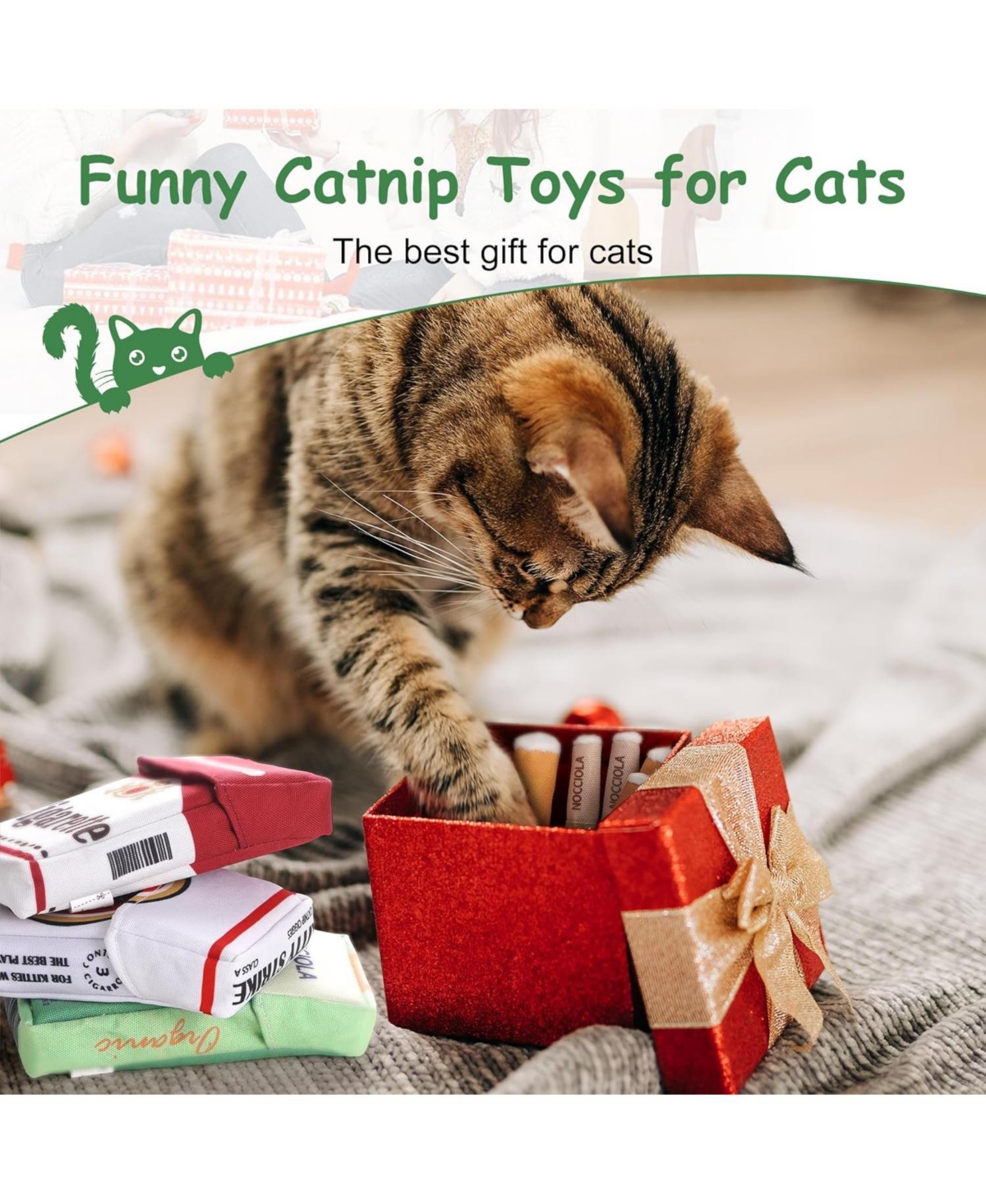 Nocciola 3 Pack Purr-Re-Roll Cat Toy Set, 100% Premium Cat Herb Filling, Natural Stimulation for Cats, Safe Teething & Kicker Toys, Perfect for Kitten