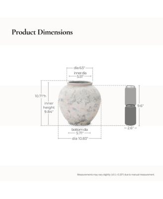 10.7" Mottled Gray Cement Globe Vase, Round Decorative Accent for Home Decor