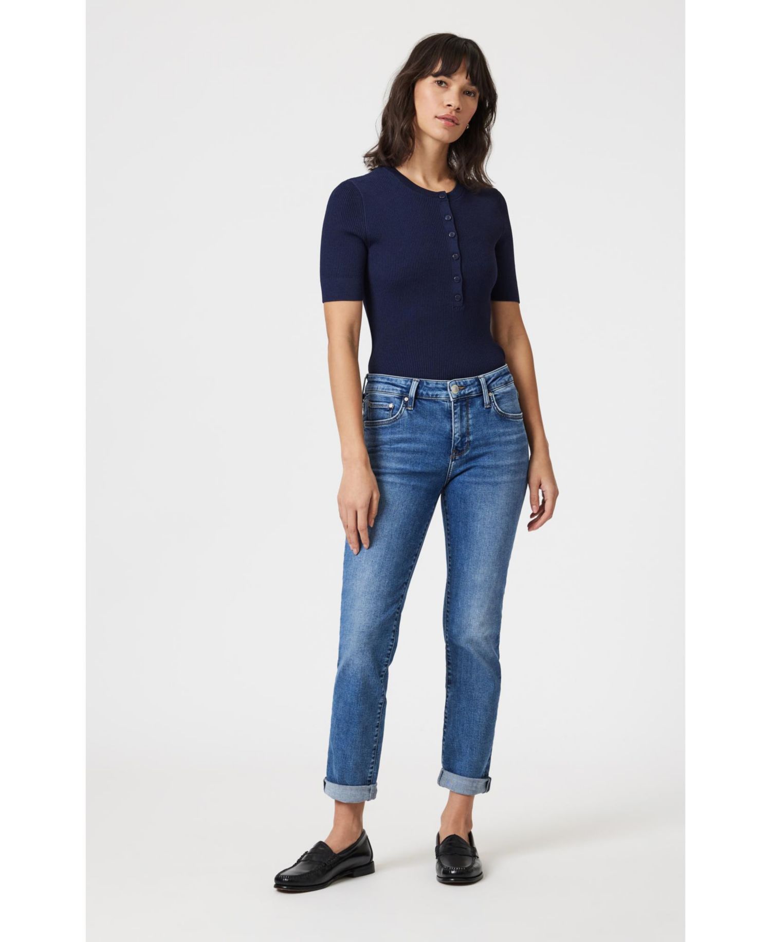 Women's Mavi Emma Slim Boyfriend In Mid Brushed Tribeca