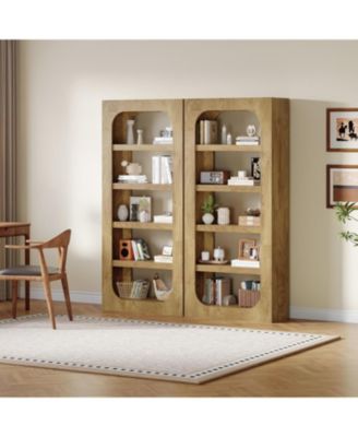 5-Tier Tall Kitchen Pantry, 70.8-inch Farmhouse Wooden Bookcase with Storage