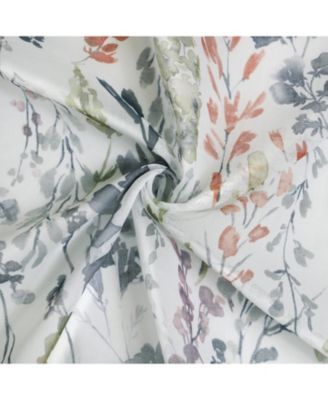 100% Polyester Audrey Sheer Grommet Floral Faux Linen Curtain Panel 52" x 63" Multi