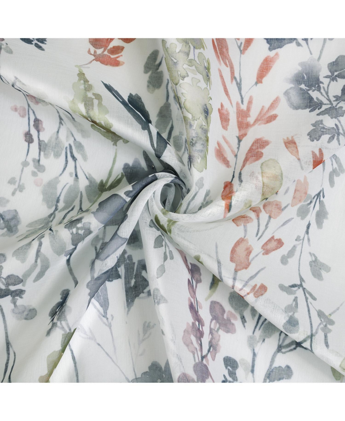 Habitat 100% Polyester Audrey Sheer Grommet Floral Faux Linen Curtain Panel 52" x 63" Multi