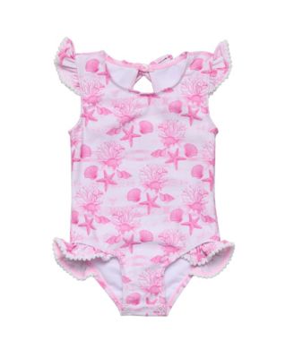 Baby Girls Pink Lagoon Frill Swimsuit