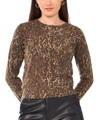 Vince Camuto - Women's Leopard Print Long-Sleeve Cardigan