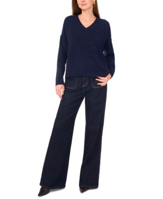 Women's Colorblocked Drop-Shoulder Sweater