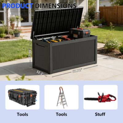 260 gal Patio Waterproof Resin Deck Box Lockable Outdoor Storage Garden Tools
