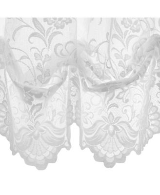 Limoges Sheer Rod Pocket Timeless Romantic Floral Lace Design Balloon Curtain 55" x 63" White
