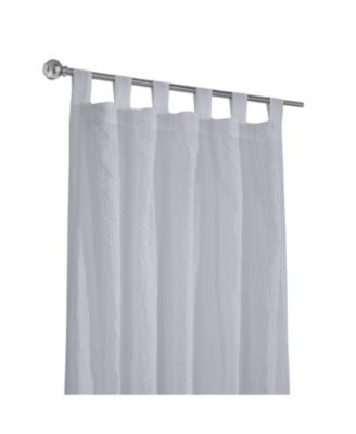 85% Polyester 15% Cotton Crushed Sheer Tab Crinkle Textured Solid Curtain Panel 52" x 84" White