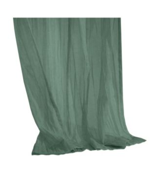 100% Polyester Paloma Sheer Broomstick Crushed Solid Dual Header Curtain Panel 52" x 108" Sage