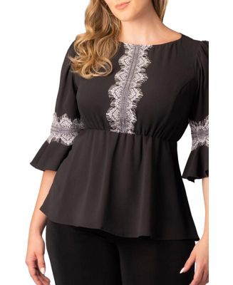 Plus Size Chateau Lace Trim Peplum Top