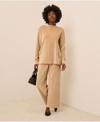 Women's Organic Cotton Velour Mock Neck Pullover