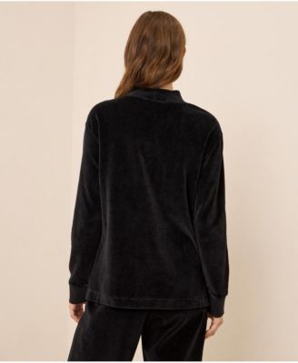 Women's Organic Cotton Velour Mock Neck Pullover