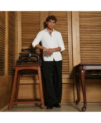 Men's Chalk White Chevron-Panel Tactile Shirt