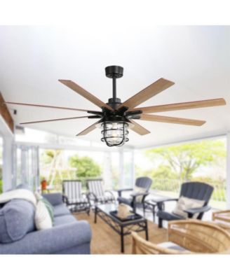66-inch Modern Black 8-Blade Ceiling Fans with Light Kit and Remote Control