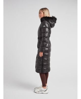 Women's Diamond Belted Extra Long Down Coat
