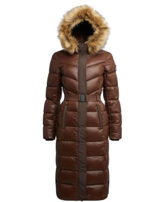 Women's Diamond Belted Extra Long Down Coat
