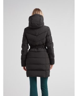 Women's Diamond Belted Hooded Down Coat